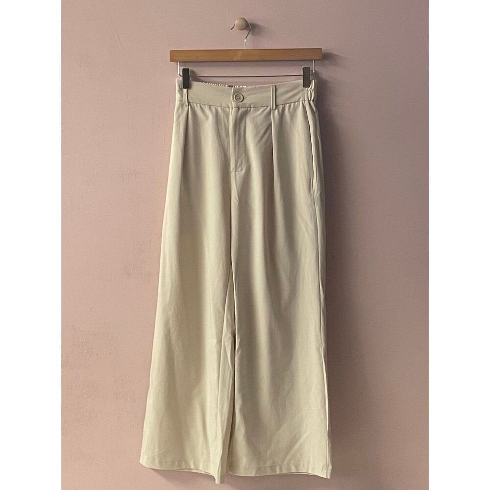 Design in Italy Luxury Beige High Waist Wide Leg Pants Size S GUC